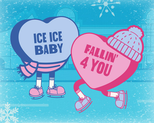 Two people holding hands in the snow.